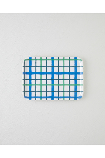 English Home Aquaplaid Melamine Non-Slip Tray 20X28,5 cm Blue - Green