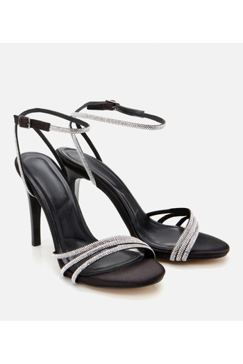 Hotiç Women's Black Stone Evening Dress High Heel Sandals