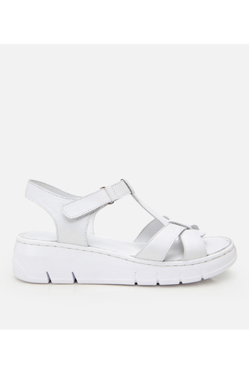 Hotiç Women's Leather White Adjustable Comfort Sandals