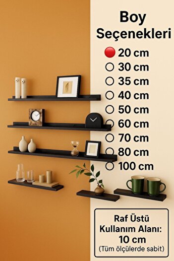 VENON 1 Adet Metal Duvar Rafı 20 cm Metal Duvar Rafı , Uçan Raf , Çerçeve Rafı , Çok amaçlı