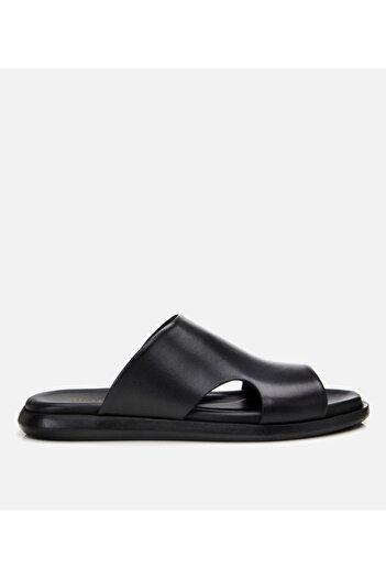 Hotiç Men's Leather Black Slippers