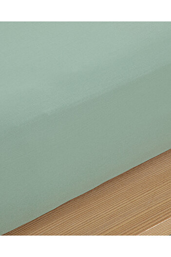 English Home Green Plain Cotton Intermediate Size Elastic Sheet
