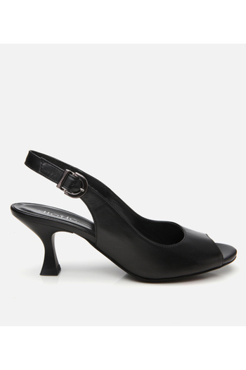 Hotiç Women's Leather Black Belted Heeled Sandals