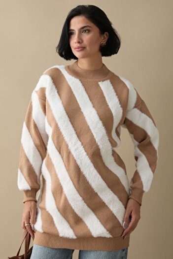 InStyle Πλεκτό πουλόβερ Yumoş Double Stripe Camel