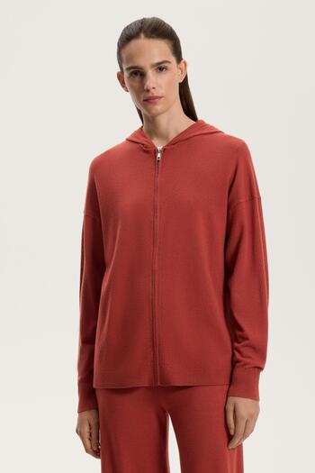 Oysho Long knit hooded jacket