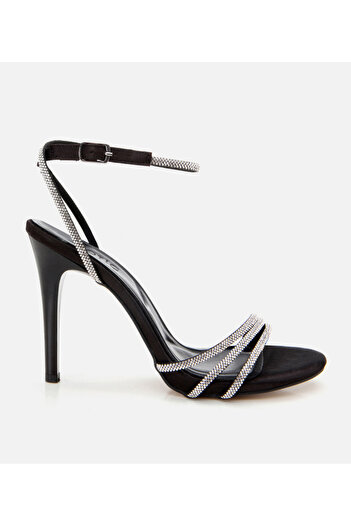 Hotiç Women's Black Stone Evening Dress High Heel Sandals