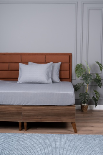 ALTINPAMUK Single Fitted Bed Sheet+1 Pillowcase Gift 100X200 Gray