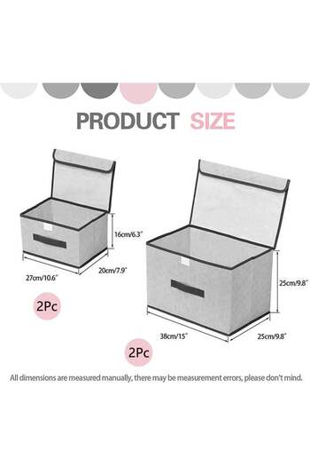 fulina 4Pcs Foldable Storage Box with Lid,36x23x24cm,Foldable Design,With Side Handles,for Bedroom