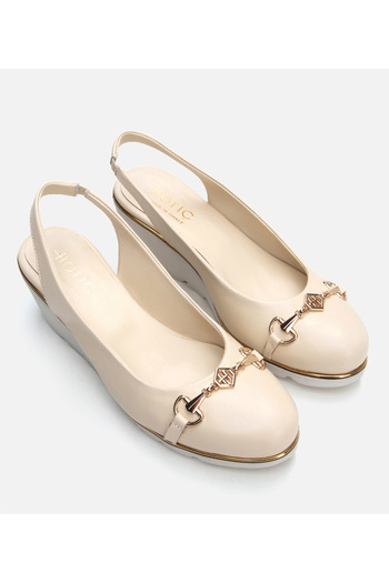 Hotiç Women's Leather Beige Thick Heel