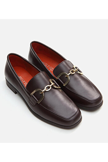 Hotiç Brown Genuine Leather Women's Loafer