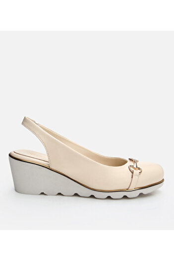 Hotiç Women's Leather Beige Thick Heel