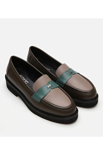 Hotiç Women's Leather Khaki Loafer