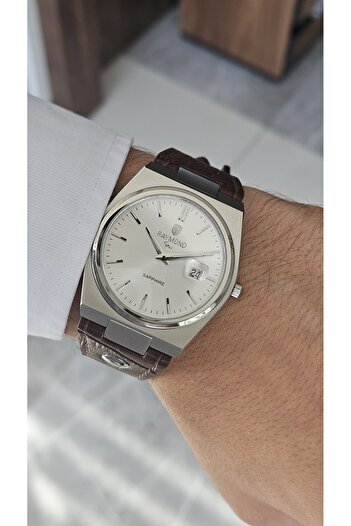 Raymond Rym-633061 Slim Classic Men's Watch - Sapphire Glass - Leather Strap - Steel Case - 2 Years Warranty Ss-Brw-W