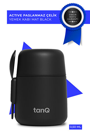 TANQ Ömür Boyu Garantili Çelik Bento Yemek Termosu Midnight Black 500 ML
