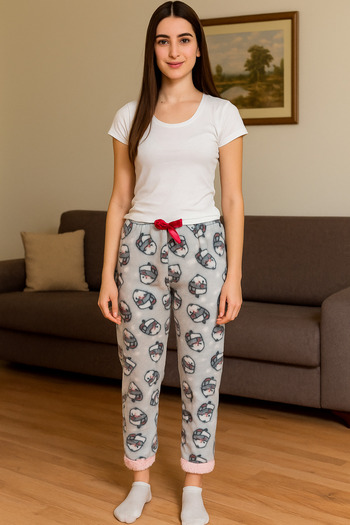 ŞIK VE MUTLU Polar Plush Leg Detail Pajamas