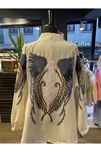 Dadali Women's Embroidered Stone Cotton Seasonal Kimono