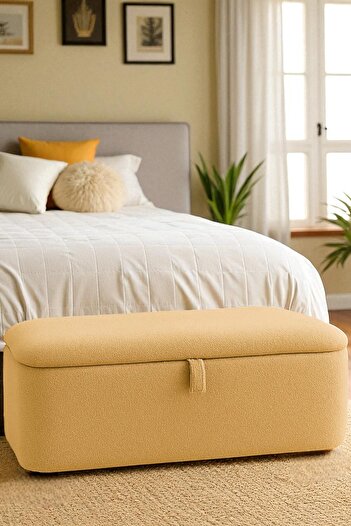 BUGİ HOME COLLECTİON Puf Denmark Modern Tarz Yatak Ucu Sandıklı Puf Bench Koltuk 35*90*42 Cm