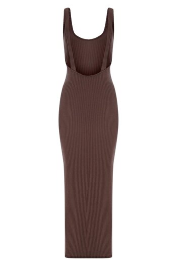 La Sarta Siena Backless Brown Strap Camisole Dress