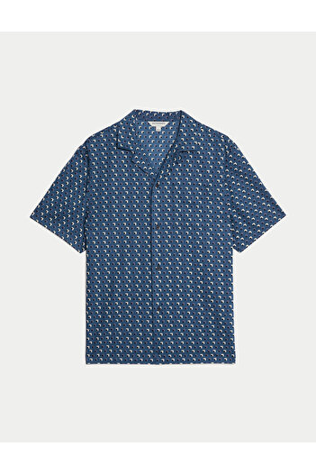 Marks & Spencer Kısa Kollu Desenli Supima® Pijama Üstü