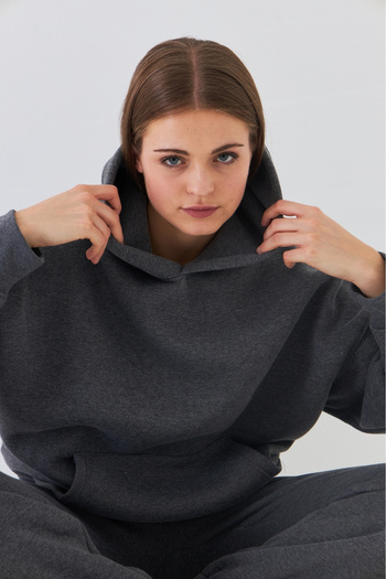 The Champ Clothing Oversize Unisex Sweatshirt Hoodie Smoked Melange – Hooded, 3 Thread Fleece, Kangaroo Pocket, Basic