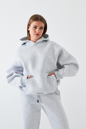 The Champ Clothing Oversize Unisex Sweatshirt Hoodie Gray – Hooded, 3 Thread Raised Fleece, Kangaroo Pocket, Basic