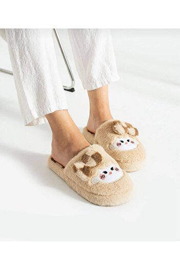 STOCON Bow Tie Plush Winter Women's Slippers Dowry Slippers Bundle Slippers Stc1172