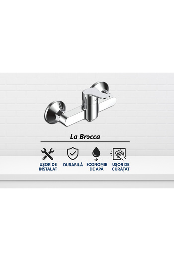 ferrara La Brocca NAPOLI P300C405 shower mixer, Slim design, Water saving, sanitary brass, Chrome finish