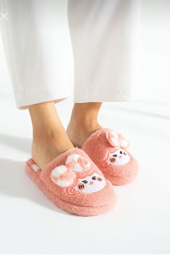 STOCON Bow Tie Plush Winter Women's Slippers Dowry Slippers Bundle Slippers Stc1172