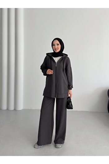 New Lune Women's Clothing Hooded Top and Bottom Two-Piece Set, Suitable for Modest Wear.