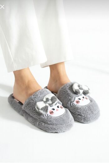 STOCON Bow Tie Plush Winter Women's Slippers Dowry Slippers Bundle Slippers Stc1172