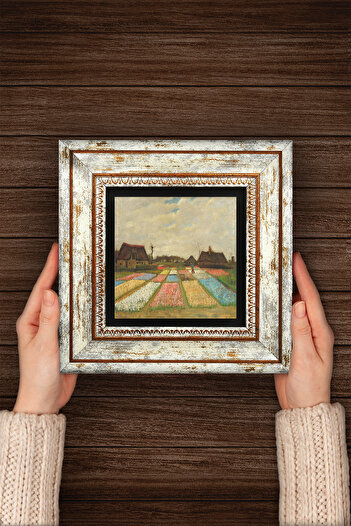 Pinecone Van Gogh's Tulip Fields in Holland Framed Stone Wall Painting – Home and Office Decor | T1-282 |