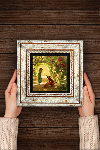Pinecone Little Prince Framed Stone Wall Painting – Decorative Modern Art, Home and Office Decor | T1-387 |
