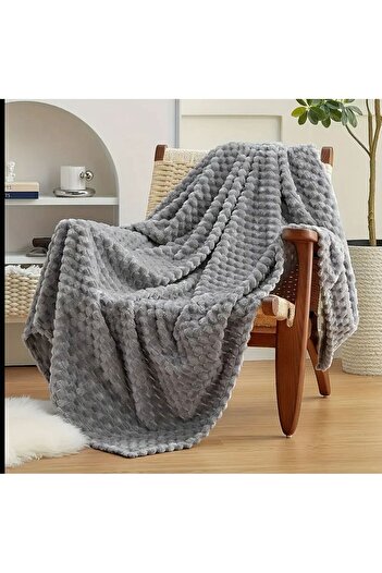 DECORA CASA HOME COLLECTİON Plush Sofa Throw Fluffy Sofa Cover Double-Sided Rabbit Plush Honeycomb Tv Blanket 150X100 cm