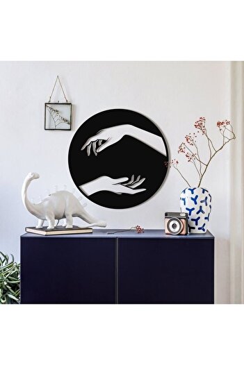 VENON Black Metal Touching Hands Patterned Wall Decoration 30 cm Modern Minimalist Metal Painting Living Room Entrance
