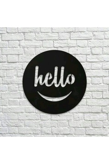VENON Black Metal 30 cm Hello Smile Smile Inducing Wall Decor Positive Energy Minimalist Metal Painting