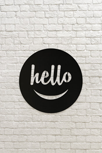 VENON Black Metal 30 cm Hello Smile Smile Inducing Wall Decor Positive Energy Minimalist Metal Painting
