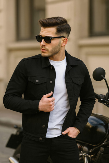 Pobudo Black Color Denim Jacket