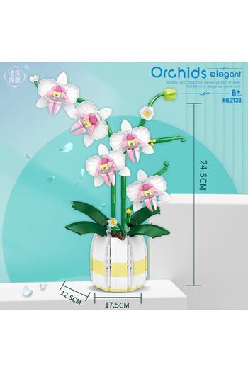 Choice NO BOX Orchid Building Blocks Flowers, Home Décor Accessory for Adults, Botanical Collection, Valent