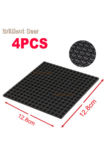 Choice 4PCS Black 4PCS Double Sided 16X16 Dots Classic Baseplate Building Blocks Bricks Base Plates DIY MOC