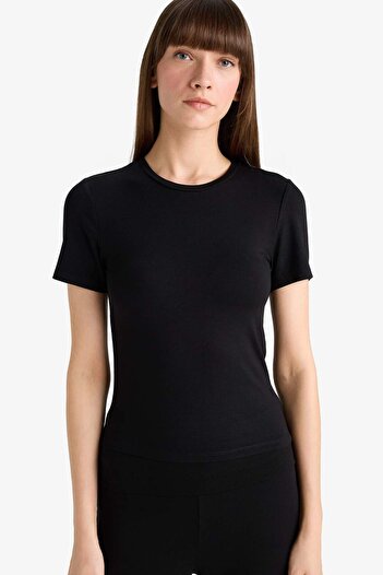 DeFacto Bodycon Short Sleeve T-Shirt-Fall in Love Loungewear G0006Ax25Wn