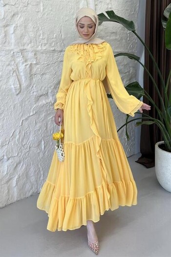 Modamorfo Dulcet Chiffon Dress Lemon Yellow