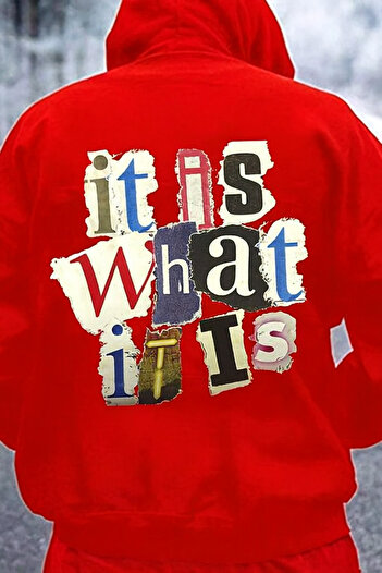 CLASSY.MODA Unisex 3 Thread Hooded Sweatshirt with Kangaroo Pocket Colorful Text Printed It Is What It Is