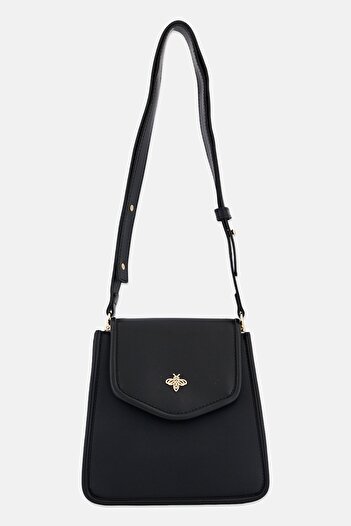 Lucky Bees Women Brand Logo Shoulder Bag, Black