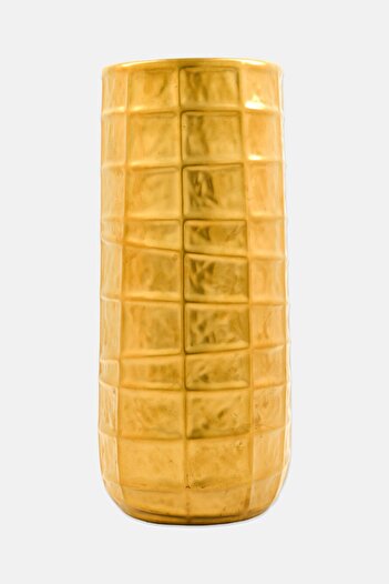 Muy Mucho Textured Flowers Vase, Gold/Black