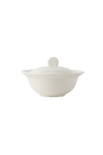 SQUALO Round porcelain bowl with lid, elegant and modern design - white 15.2x15.2x9.4 cm