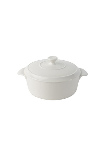 SQUALO Round Porcelain Bowl with Lid and Handle - White 24x18.8x12.5 cm