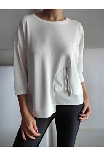 BEBE PLUS Zipper Detail Basic Blouse