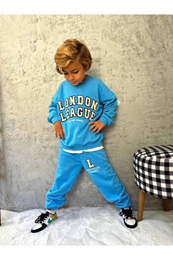 ARBİ kids Boy's London Printed Double Three-Thread Suit