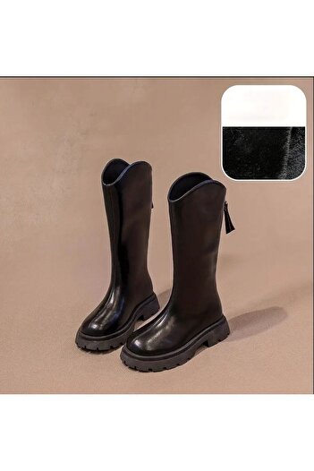 KOKOŞ BEBEK Girl's Black Zippered Boots (Size 32-35)