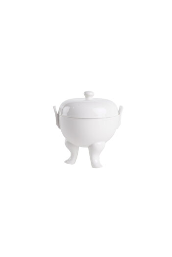 SQUALO Elegant porcelain bowl with lid and footed base, white - 15.2x12x14.5 cm